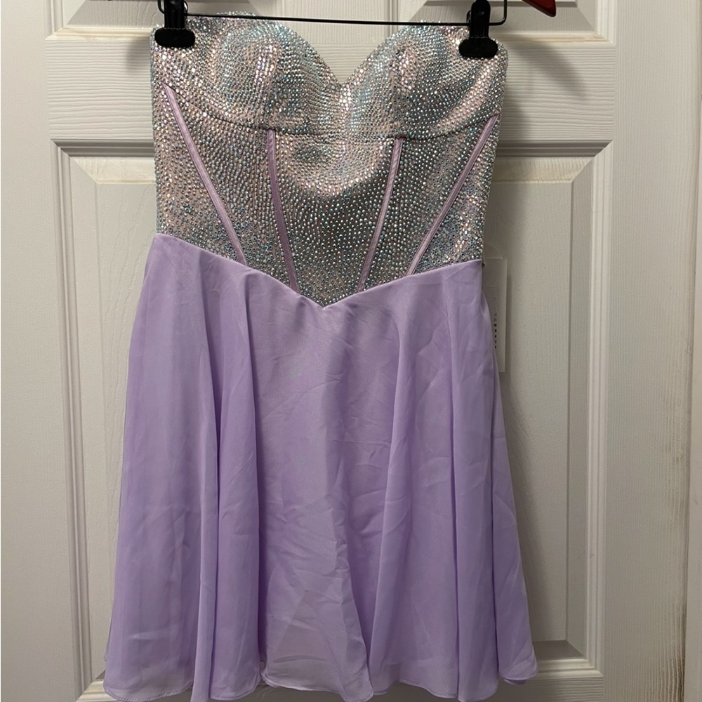 Eleni Elias Women’s Short Sequin Prom Dress - Purple